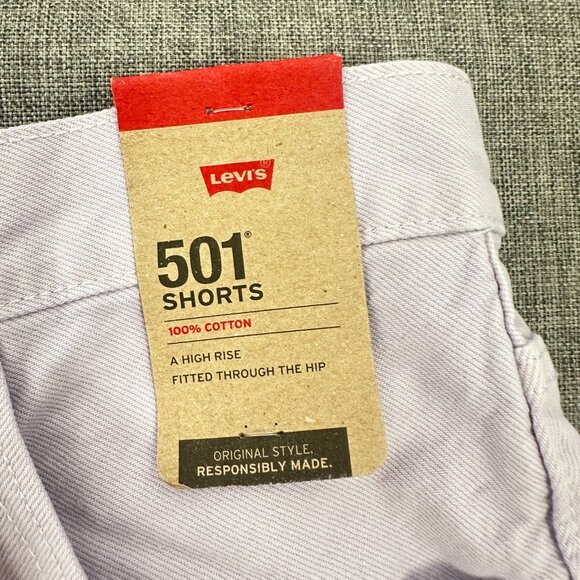 NEW! Levi's 501 High Rise‎ Shorts Light Lilac Cut Offs MSRP: $59.50 100% Cotton - Picture 2 of 11